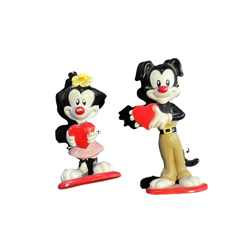 2 ANIMANIACS - YAKKO & DOT Valentines Day PVC 2-2.5" Figure Elmers 1997.